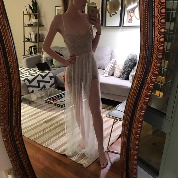 white mesh maxi dress